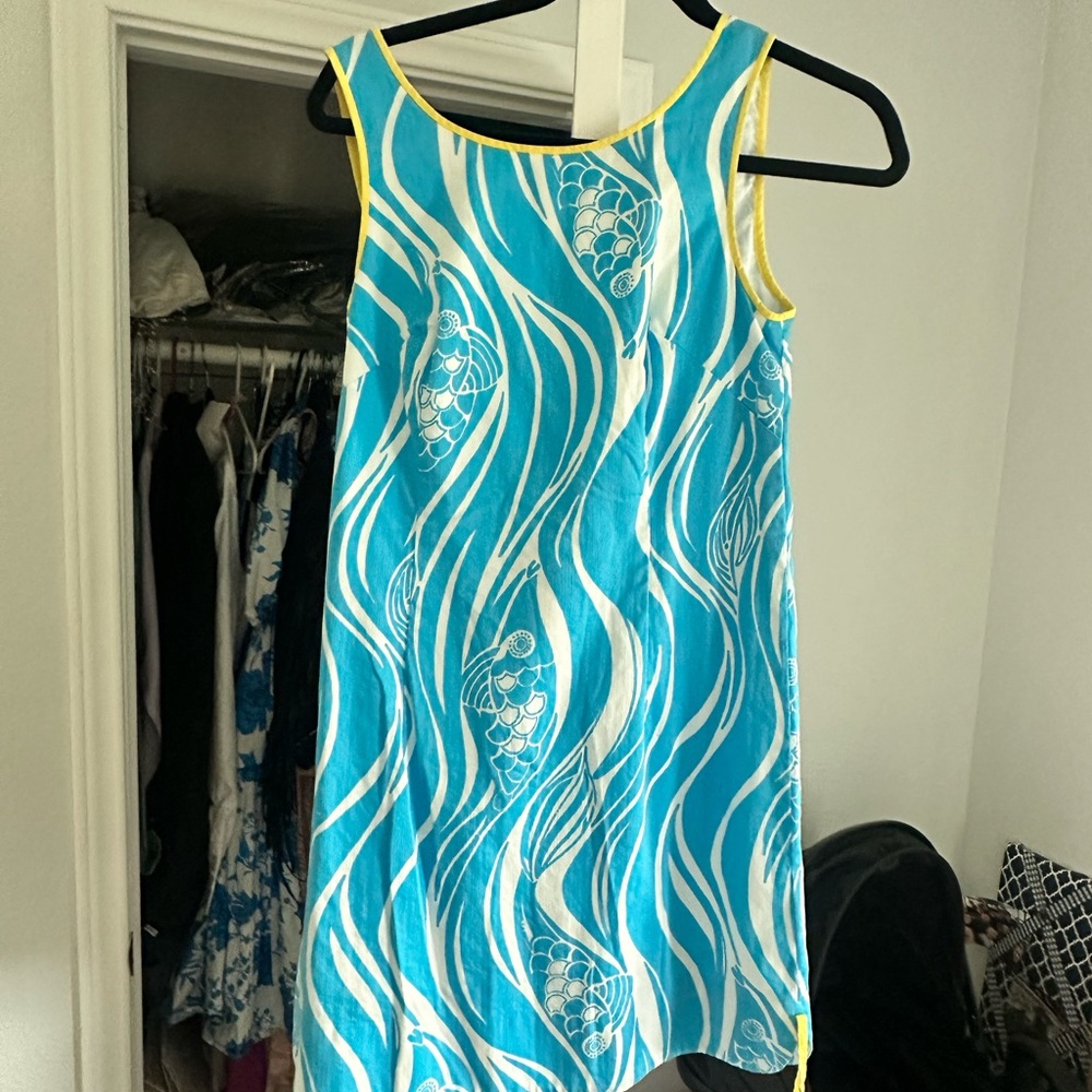 Blue and White Sleeveless Dress